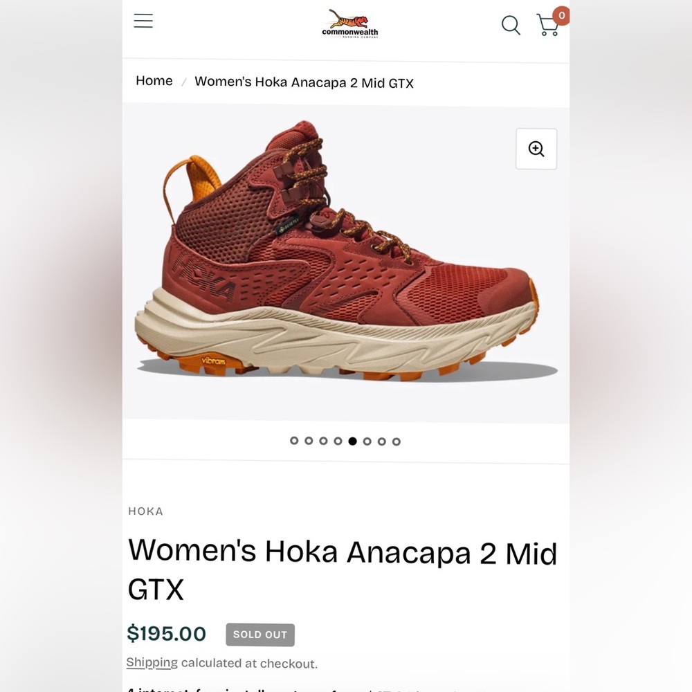 Hoka Anacopa 2 sz 8.5 womans new no box $195 plus tax online!!!